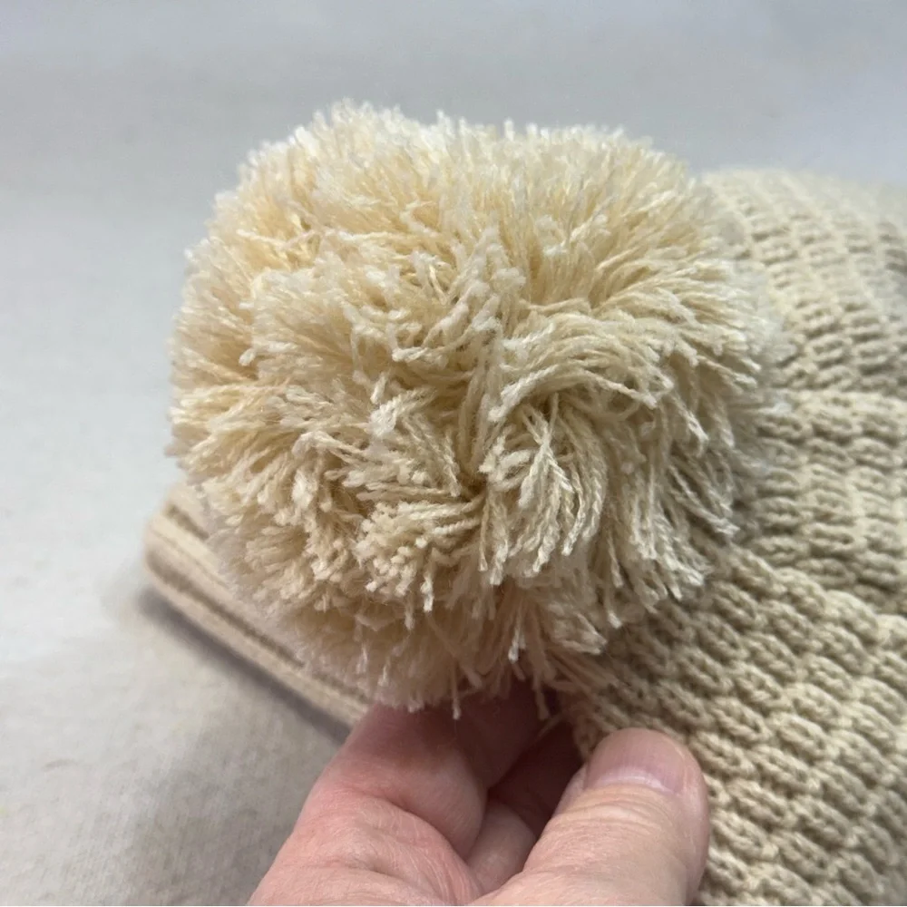 Tractor Supply Cream Knit Beanie with Pom-Pom